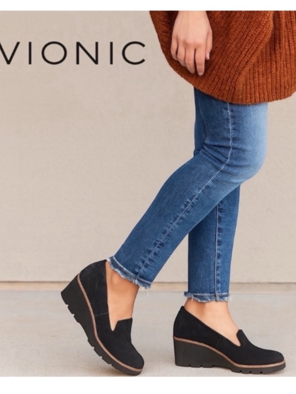 Vionic Willa Black Suede Wedge Shoes Size 10 NWOT - Picture 11 of 11